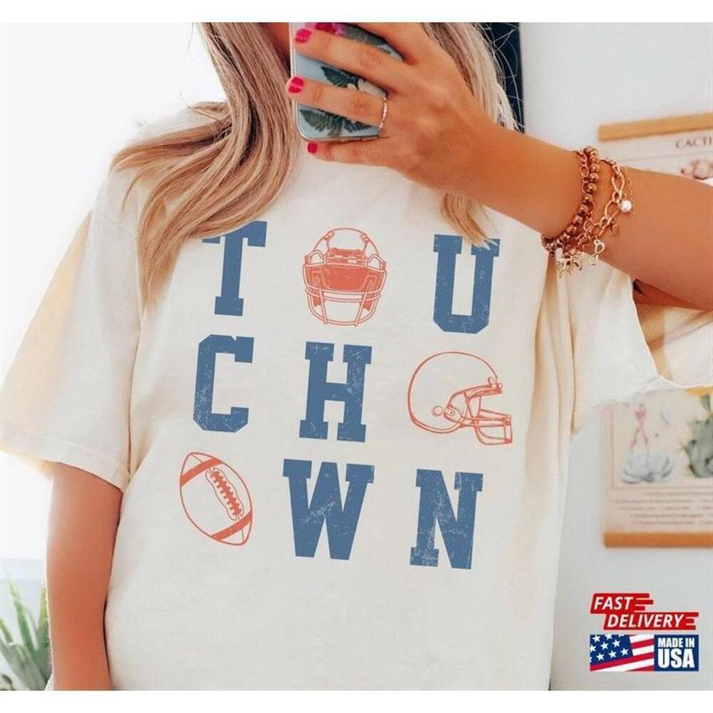 Retro Football Shirt Touch Down Game Day Tshirt - Picture 1 of 4